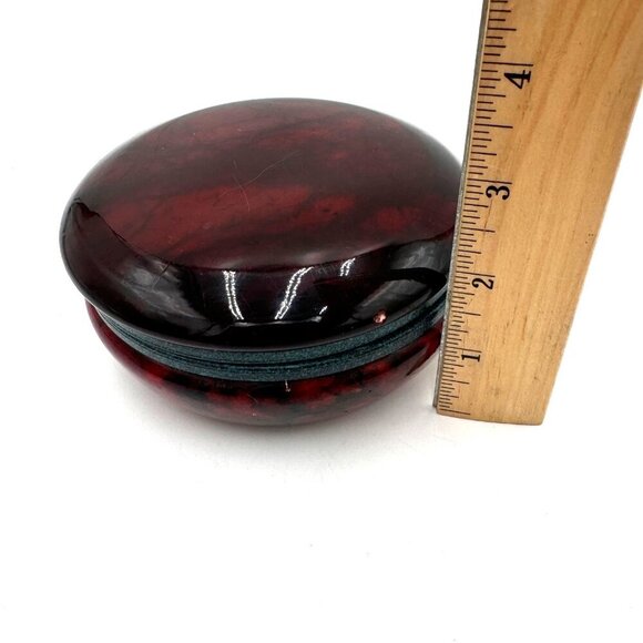 Italian Round Albaster Hinged Trinket Box - Picture 10 of 10